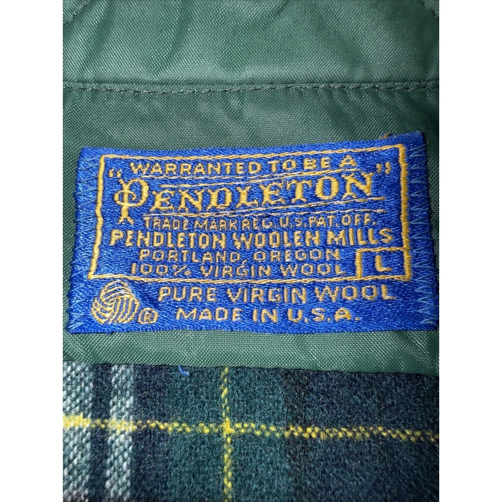 Pendleton VTG 100% Wool Board Shirt Long Sleeve Blue Green Large L Plaid Western - Picture 2 of 16